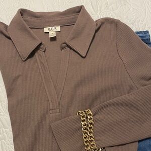 a.n.a Women's Chocolate Long Sleeve Top